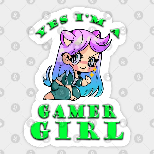 Yes Im A Gamer Girl Sly Lime Sticker by Shawnsonart